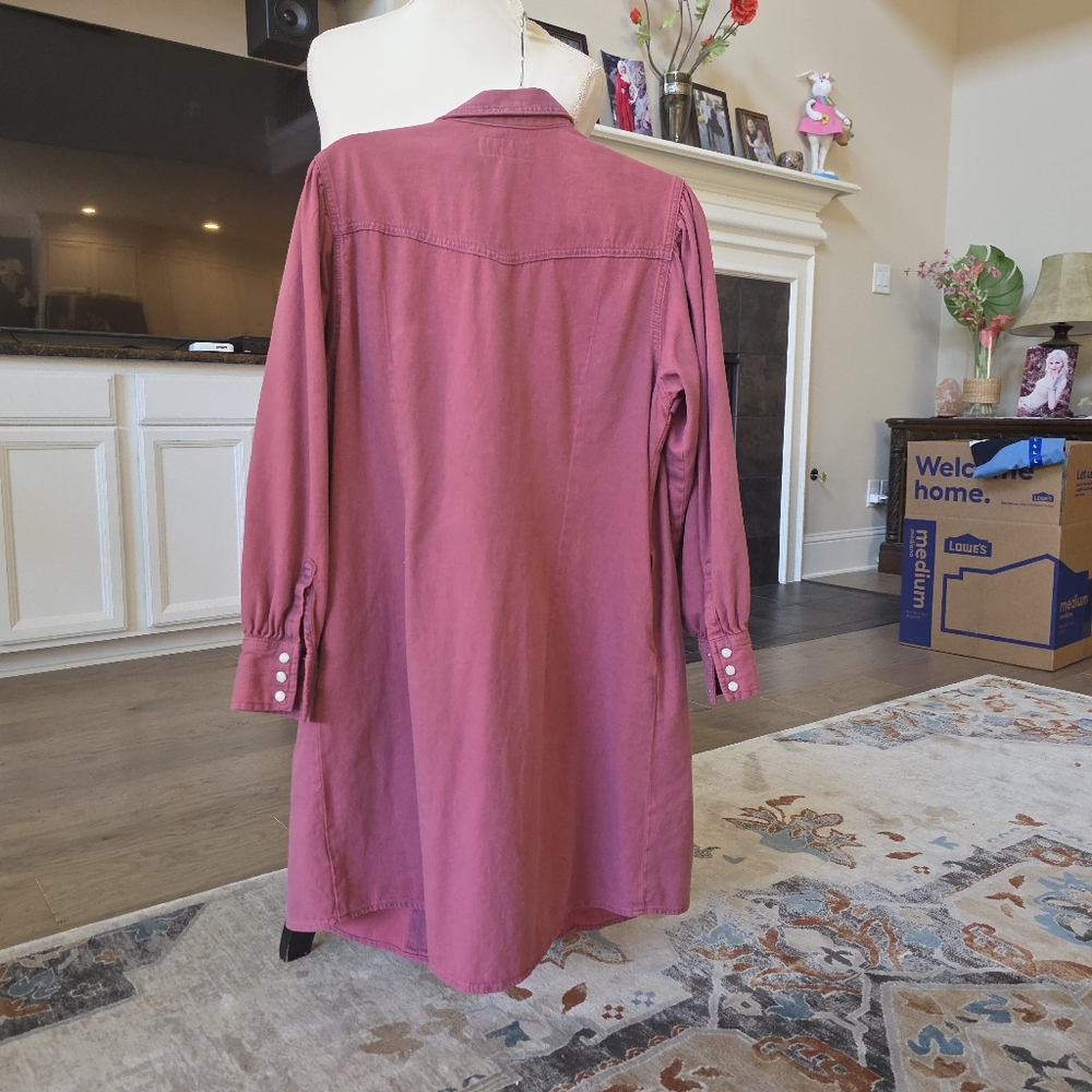 Wrangler Pink Wash Midi Shirt Dress - Picture 3 of 10